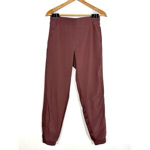 Athleta Brooklyn Lined Jogger Pants Womens 6 Burgundy Wine Ankle Zip Pockets